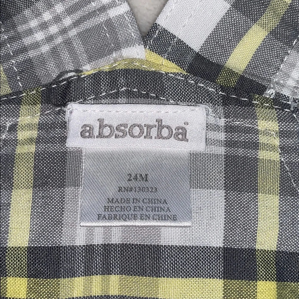 Absorba Gray & Yellow Shortalls 24M Baby Boy EUC